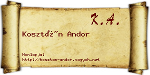 Kosztán Andor névjegykártya