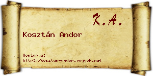 Kosztán Andor névjegykártya
